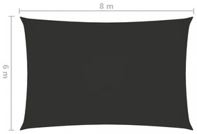 antracitszürke téglalap alakú oxford-szövet napvitorla 6 x 8 m
