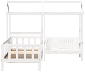 fehér tömör fenyőfa kanapéágy és pad tetővel 80 x 200 cm