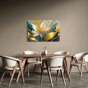 Kép - Festmény arany virágok (90x60 cm)