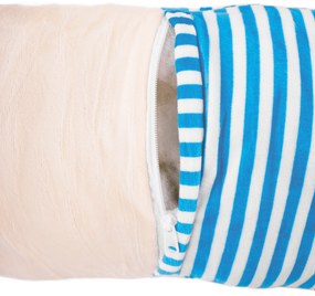 Plüss kutya, bézs/kék csíkok, 90cm, REXO typ 2
