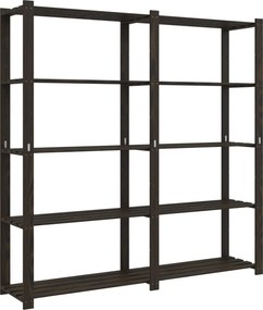 vidaXL 5 szintes fekete tömör fenyőfa tárolóállvány 170 x 38 x 170 cm