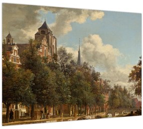 Kép - Jan van der Heyden, View Down a Dutch Canal, reprodukciók (70x50 cm)