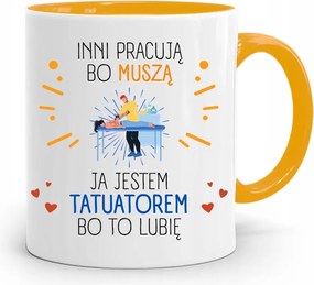 Tetoválóknak Tetováló Bögre Sárga Ajándék fényképes nyomtatással