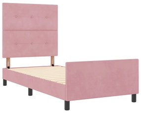 Rózsaszín Bársonyos Ágykeret 80x200 cm