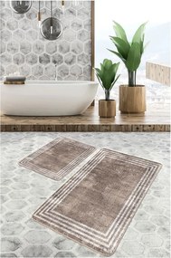 Barna bársony fürdőszobai kilépő szett 2 db-os 60x100 cm – Mila Home
