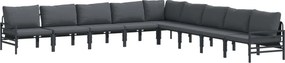 vidaXL Kerti Kanapé Szett párnával 9 pcs Fekete Acél