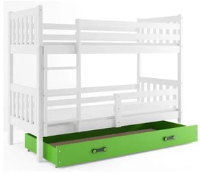 Gyermek emeletes ágy CARINO tárolóhellyel 80x160 cm - fehér Zöld