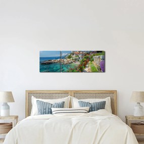 Kép - Festői tengerparti falu (órával) (90x30 cm)