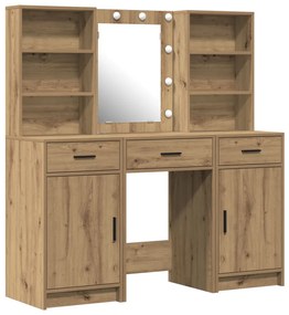 Sminkasztal Készlet 3 pcs kézműves tölgy 50 x 41 x 135 cm