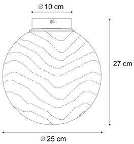 Design mennyezeti lámpa fekete füstös üveggel - Pillon