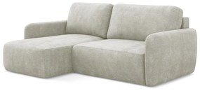 Krémszínű zsenília kinyitható-tárolóhelyes sarokkanapé (bal oldali-heverő résszel) Lilo – Makamii