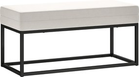 HOMCOM Modern és Minimalista Előszobai Pad Állítható Lábakkal, Kárpitozott Hálószobai Pad Velúrból és Acélból, 94x42x44 cm, Tejfehér | Aosom