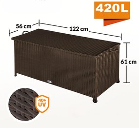 Casaria® Tárolódoboz 122cm x 56cm x 61cm - barna kerekekkel