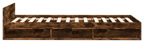 füstös tölgy színű szerelt fa ágykeret fiókkal 90 x 200 cm