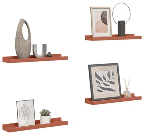 vidaXL Falpolc polcokkal tárolóval 4 pcs Piros 40 x 9 x 3 cm Faanyag