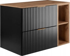 Fürdőszoba szekrény mosdó alá akasztható 80-as fekete Mdf frontok Asztallap!