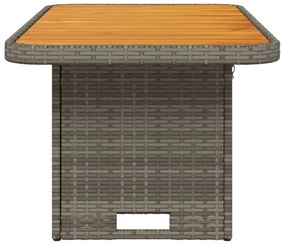 szürke polyrattan és akácfa kerti asztal 90 x 55 x 71 cm