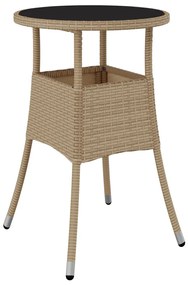 vidaXL 3 részes bézs polyrattan/üveg kerti étkezőgarnitúra párnákkal