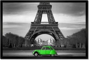 Poszterek keretben 60x40 Zöld autó Párizsban