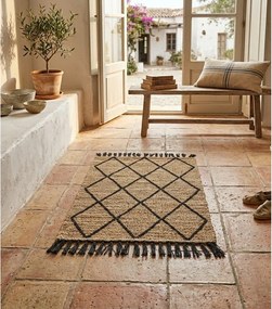 Fekete-natúr színű kézi szövésű juta szőnyeg 60x90 cm Shaila – Yes Everyday