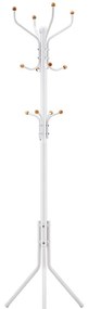 Álló fogas 12 kampóval, stabil fém kabáttartó,182 cm magas, fehér