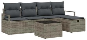 vidaXL Kanapé Szett párnával tárolóval 6 pcs Szürke polirattan