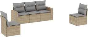 vidaXL 5 részes bézs polyrattan kerti ülőgarnitúra párnákkal