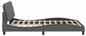 sötétszürke szövet ágykeret LED-ekkel matrac nélkül 140 x 190cm