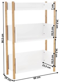 3 polcos állvány, természetes bambusz/fehér, BALTIKA TYP 2
