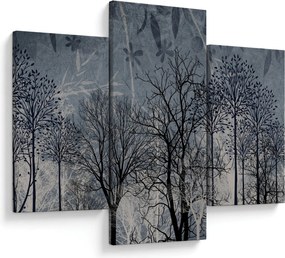 Kép - Fa sziluettek levelekkel (90x60 cm)