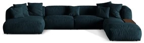 Sötétkék bársony moduláris sarokkanapé (jobb oldali-U alakú) Martina – Micadoni