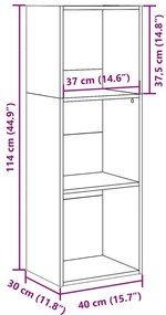 antik fa színű szerelt fa könyvespolc 40 x 30 x 114 cm