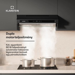 Klarstein Purista Force motorháztető, Kompakt, 384,8 m³/h, EEK C, Kétmotoros technológia