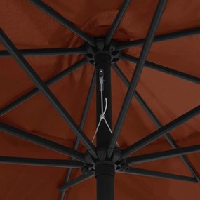 terrakotta színű kültéri napernyő fémrúddal 390 cm
