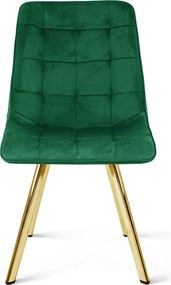 Étkezőszék CIEZA VELVET arany lábakkal, zöld