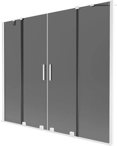 Mexen Velar Duo, 2 szárnyas eltolható kádparaván 200 x 150 cm, 8mm szürke üveg, fehér profil, 896-200-000-42-20