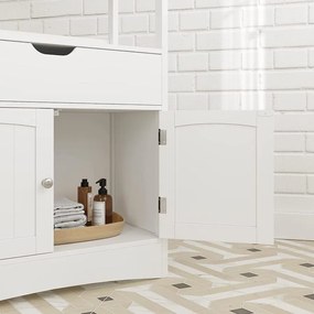 Fürdőszobai szekrény 2 nyitott polc és dupla ajtó 60 x 32,5 x 122 cm | VASAGLE