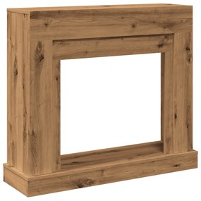 kézműves tölgy színű szerelt fa kandallóburkolat 100x30x87,5 cm