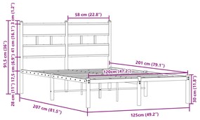 barna tölgy színű fejtámlás ágykeret matrac nélkül 120 x 200 cm