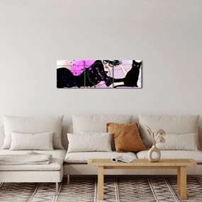 Kép - Nő egy fekete macskával (órával) (90x30 cm)