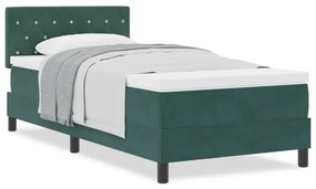 Boxspring Ágy Matraccal Sötétzöld Egyszemélyes Bársonyos