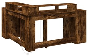 füstös tölgy színű szerelt fa íróasztal LED-ekkel 152x152x91 cm
