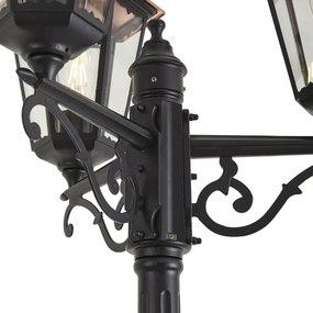 Klasszikus kültéri lámpás fekete rézzel 220cm 3-lámpás IP44 - Havana
