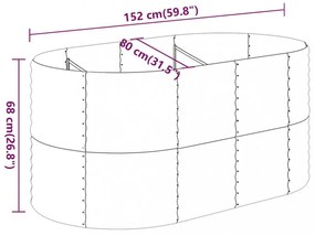 vidaXL antracitszürke porszórt acél kerti magaságyás 152x80x68 cm