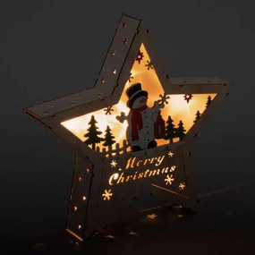 NEXOS Fa csillag hóember motívummal 8 LED meleg fehér