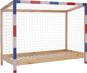 Montessori ágy, természetes/fehér/kék/piros, 90x200, FUTAL