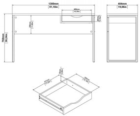 Felix Light íróasztal 130, fehér matt / fehér