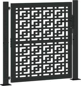 vidaXL fekete acél kerti kapu 100x100 cm kereszt mintával