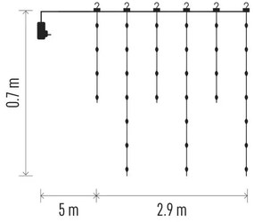 LED karácsonyi drop fényfüzér – jégcsapok, 2,9 m, kültéri és beltéri, meleg fehér, progr.