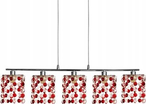 Függőlámpa króm/piros kristályok 5x40W G9 C